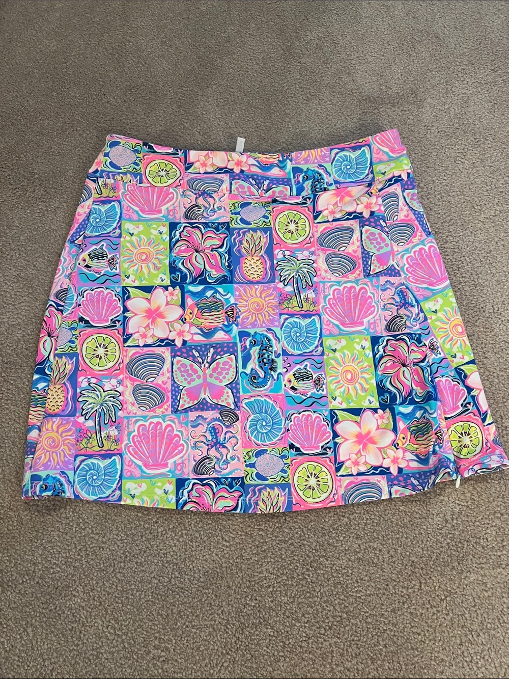 Lulu-B Pink Multicolor Tropical Patchwork Skort, NWOT, M